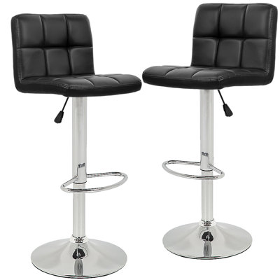 Bar Stool PU Leather Swivel Rotatable Bar Stool Set of 2 Adjustbale Counter Height Bar Stool Modern Armless Dining Chair with Back Footrest for Kitchen Dining Room