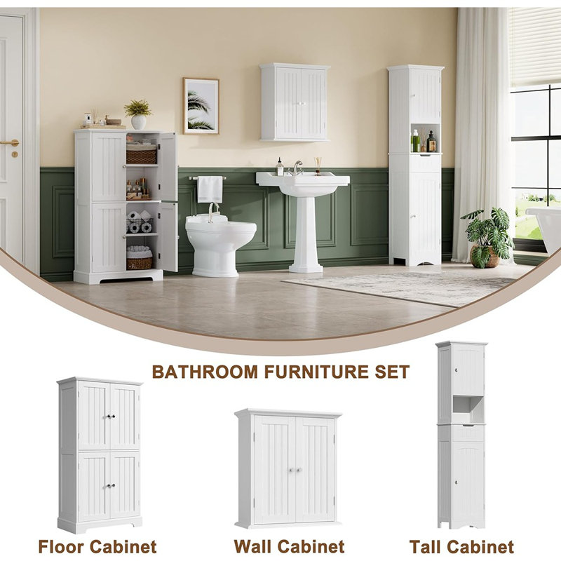 Armoire de rangement au-dessus de la toilette - Armoire murale de salle de bain avec 2 portes et tablettes réglables