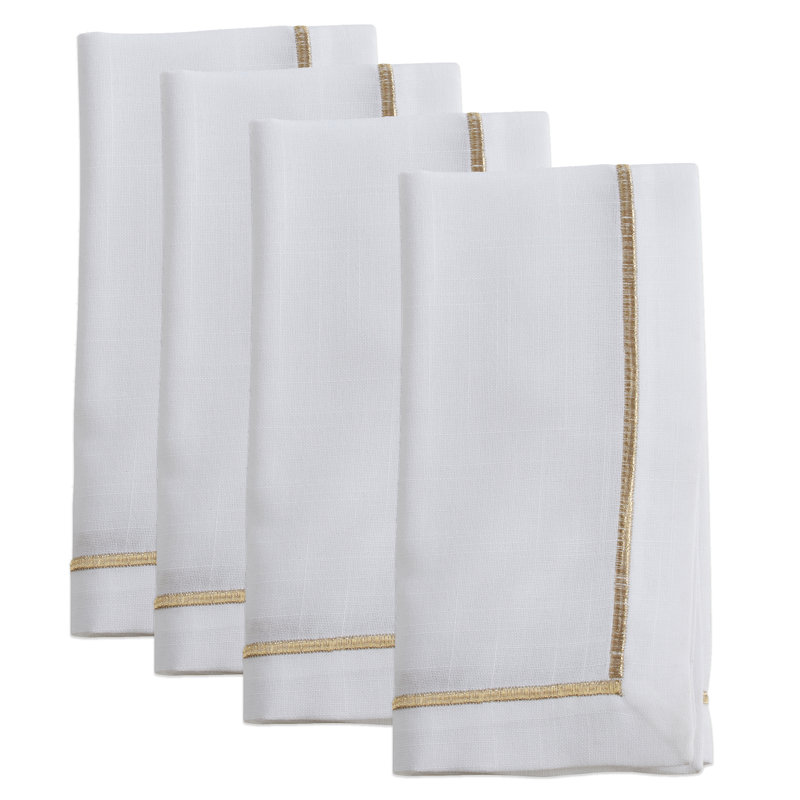 Odelle Polyester No Pattern Square Napkin, Gold