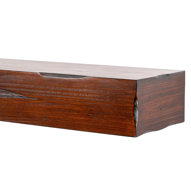 Kynsley 48" Distressed Wood Fireplace Mantel Shelf with Corbels - Cinnamon Rustic Distressed Finish, 48" Length