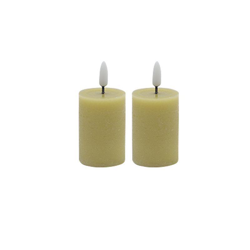 Ensemble de bougies sans flamme 2 pièces, Jaune