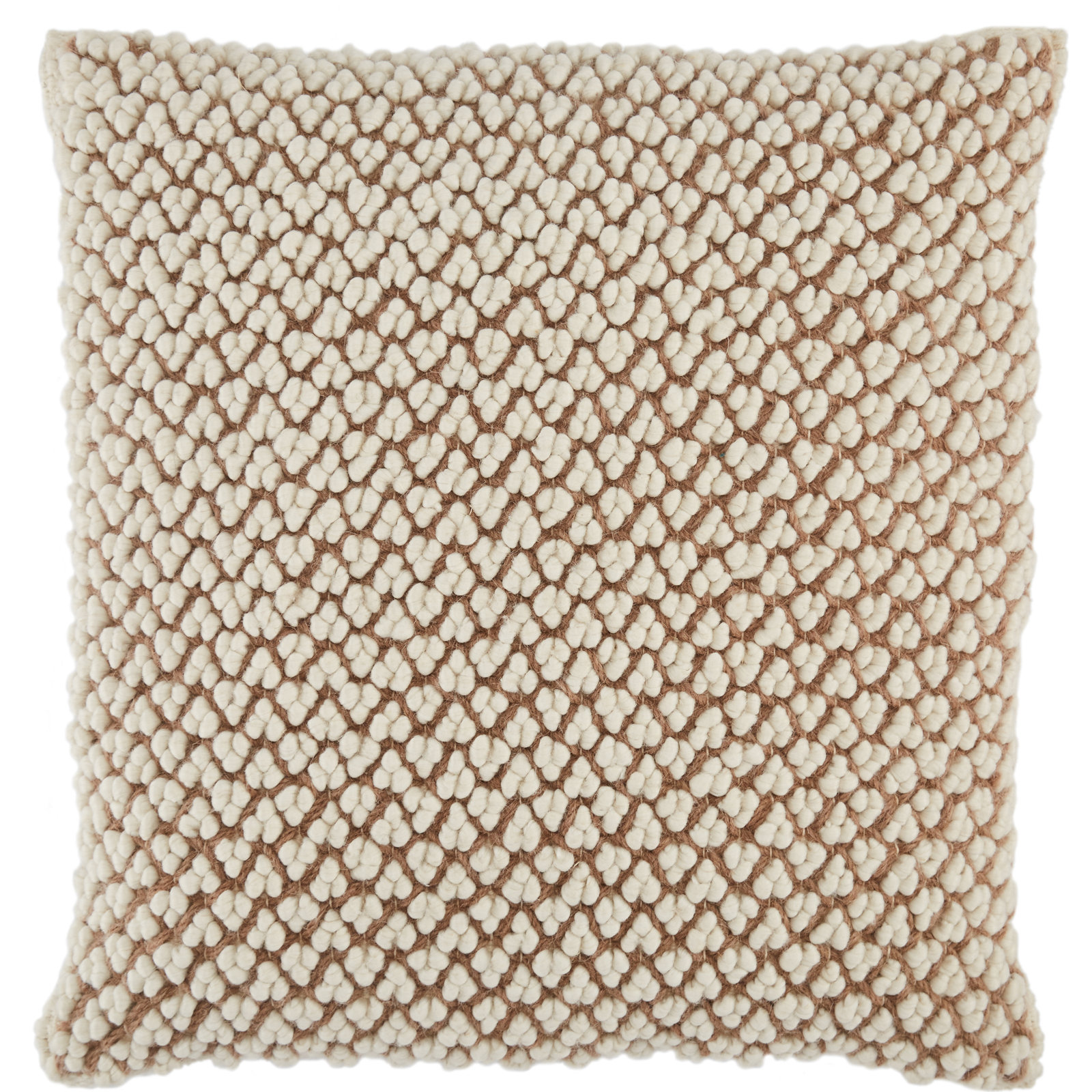 Toulon Embroidered Wool Throw Pillow, Tan, Polyester