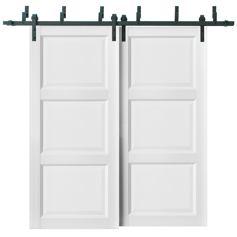 Portes blanches à panneau coulissant Lucia, 56 po x 80 po