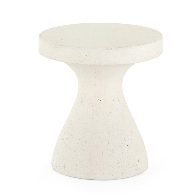 Table d'appoint ronde en béton 15,75 po Dodger, Blanc texturé