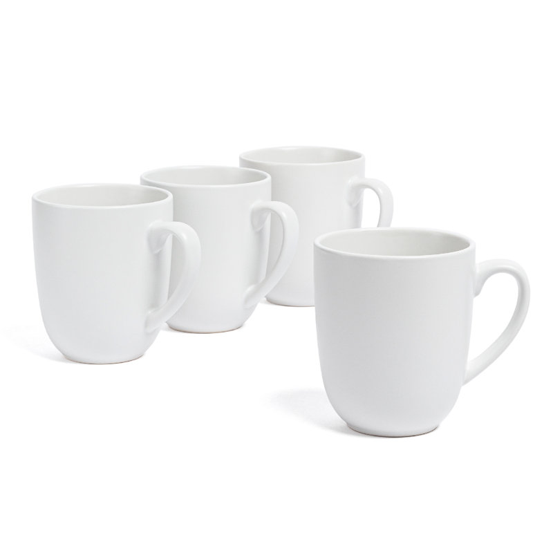 over&back Coupe Semi-Matte Hand-Finished Stoneware Mugs, White
