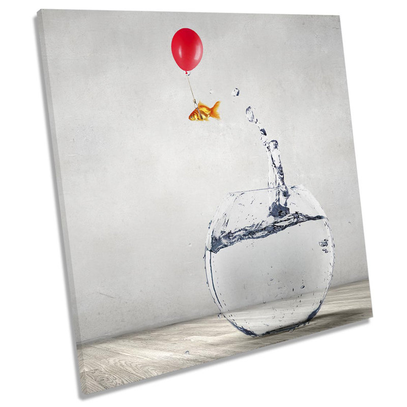 Goldfish Bowl Balloon - Wrapped Canvas Print, 91.4cm H x 91.4cm W x 4cm D