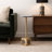 Stylish Narrow End Table Featuring Stone Surface and Cube Base - Sculptural Accent Side Table for Refined Living Room - 24", White & Gold