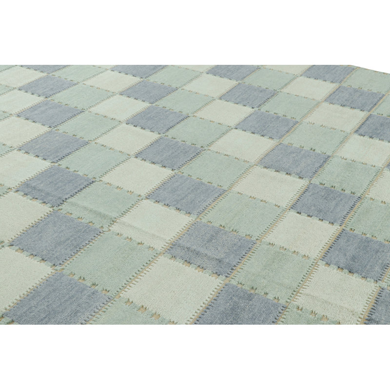Rug & Kilim’S Scandinavian Style Rug With Geometric Patterns In Blue Tones