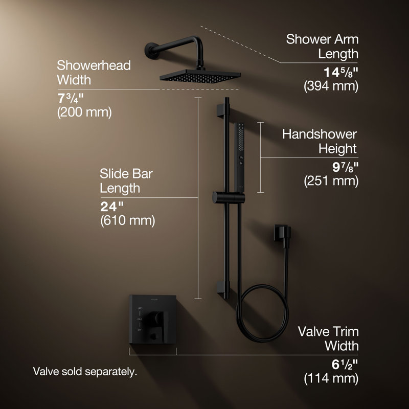 Honesty Rite-Temp Showering Kit 2.5 GPM, Matte Black