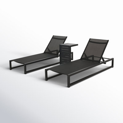 Anxo 26.5'' Outdoor Aluminum Chaise Lounge with Table