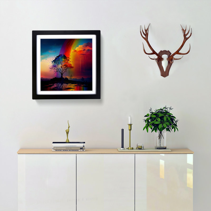 Rainbow Impressionism - Single Picture Frame Print on Wood, Black