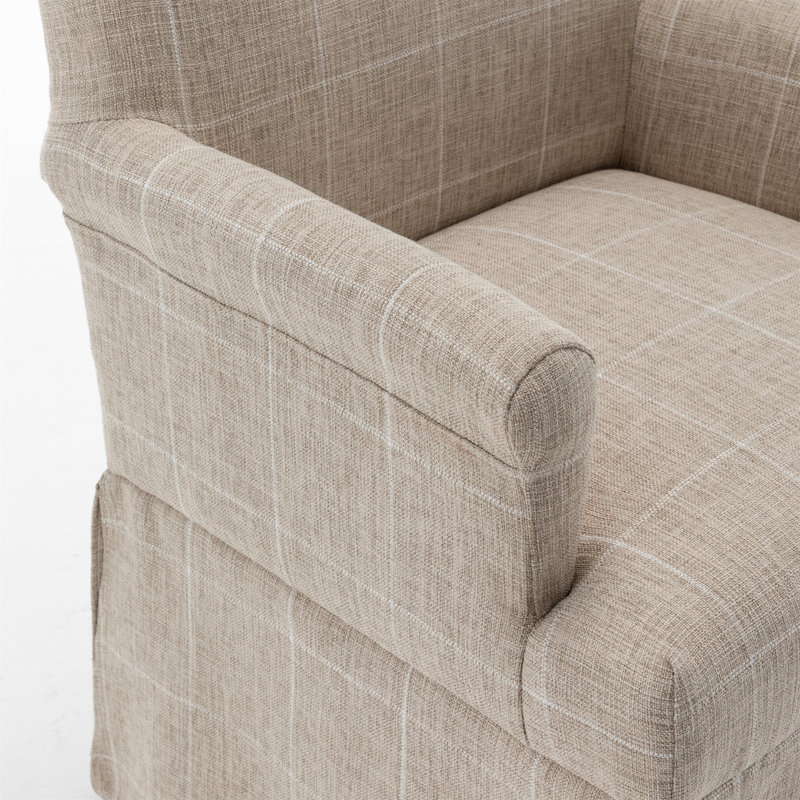 Elegant Upholstered Dining Chair  With Skirted Base, Accent Armchair For Living Room, Bedroom, Dining Room, Hemp