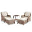 Ensemble de chaises longues d'extérieur 5 pièces avec table d'appoint et repose-pieds, chaises longues de patio pour porche ou terrasse-915055728