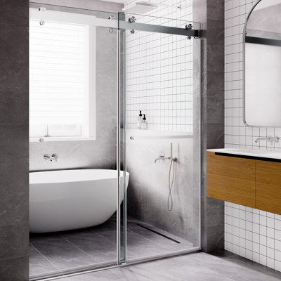 50” - 54" W x 77” H Double Sliding Frameless Low Iron Glass Shower Doors |3/8" (10mm) Thickened Low Iron Tempered Clear Glass | Easy Clean Coating | Durable Stainless-Steel Hardware |  Leak-Proof Precision