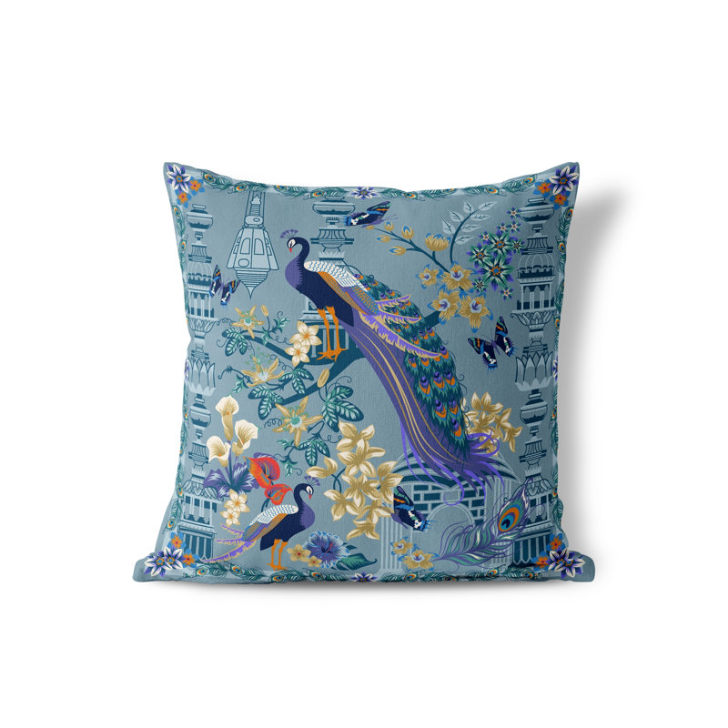 Housse de coussin intérieur / extérieur en polyester Peacock Paradise, 18 po x 18 po