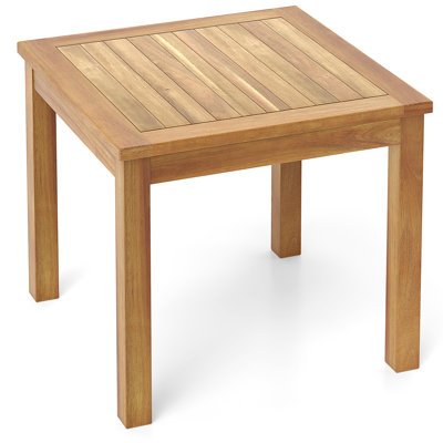 Outdoor Square Teak Wood End Table Coffee Table for Porch Deck Garden Patio by Millwood Pines