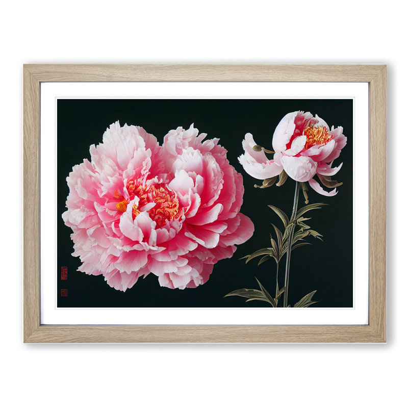 Epic Peonies - Framed Print, 46cm H x 64cm W x 2cm D, Oak