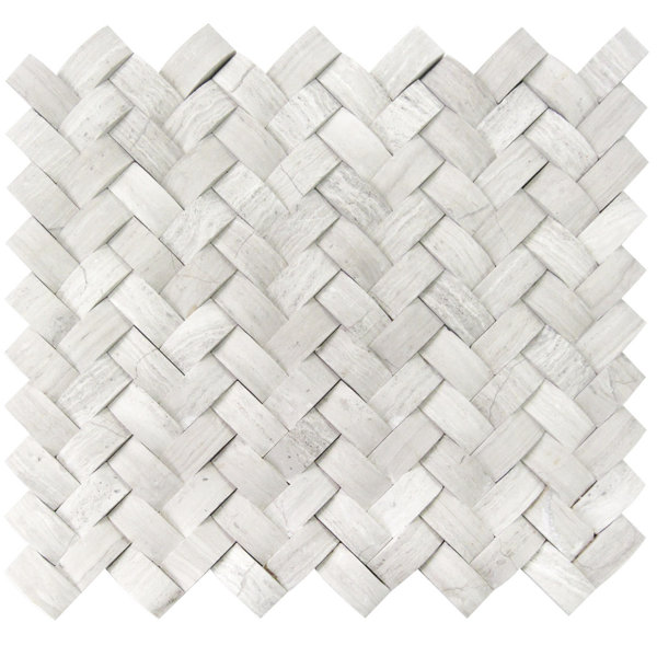 3D Braid 1" x 2" Wood Mosaic Tile in Gray