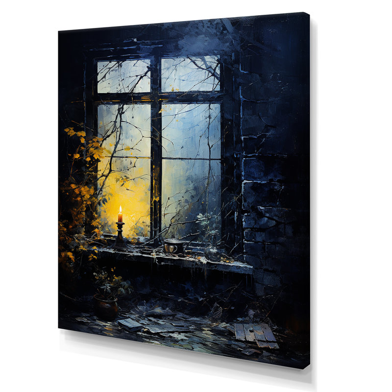 Nightly Farmhouse Window Charm II - Art mural de fenêtres de ferme, Toile tendue, H 20 po x l 12 po
