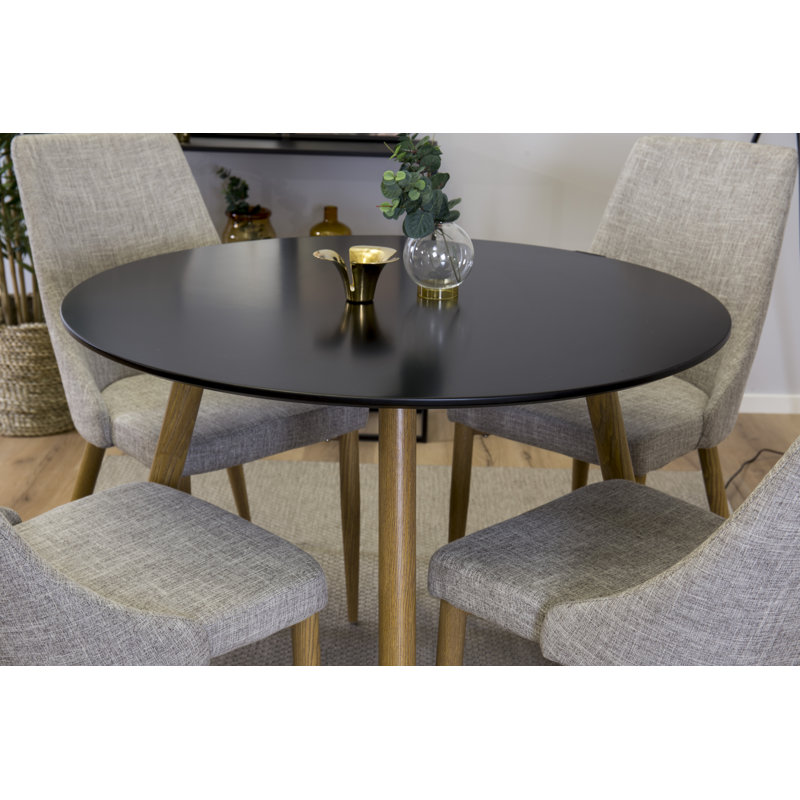 Australe 4 - Person Dining Set, Light Grey/Dark Oak, Black, Dark Oak