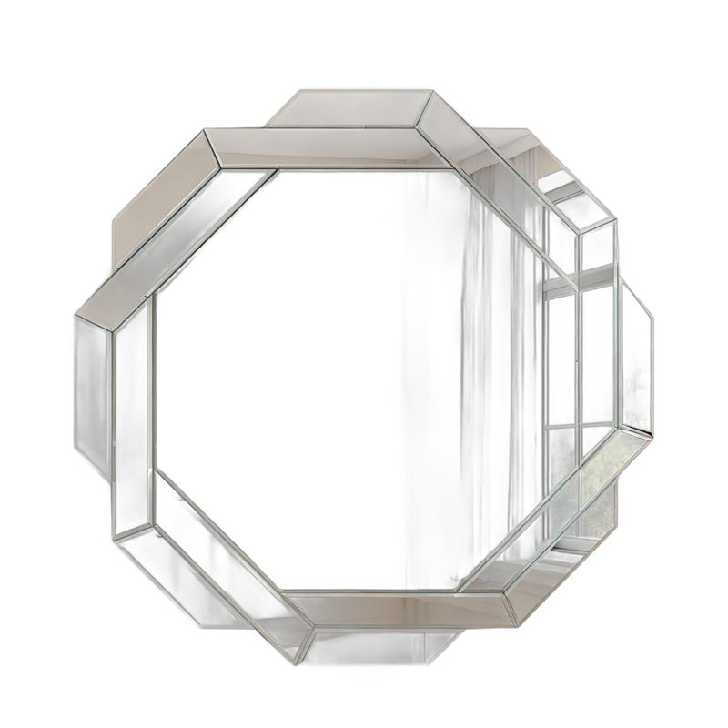 30" Octagon Beveled Geometric Frameless Accent Mirror