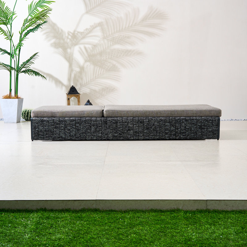 Outdoor Aluminum Woven Strap Sun Lounger With Cushions
