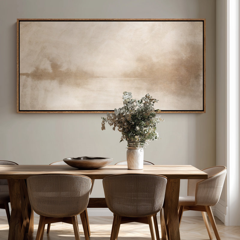 Extra large, doux, brumeux, neutre, paysage, impression d'art mural, Naturel, H 30 po x l 60 po