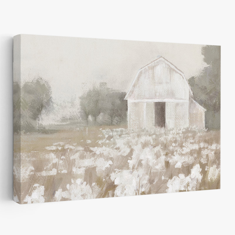 Ferme moderne avec grange blanche et pré neutre, H 60 po x l 40 po