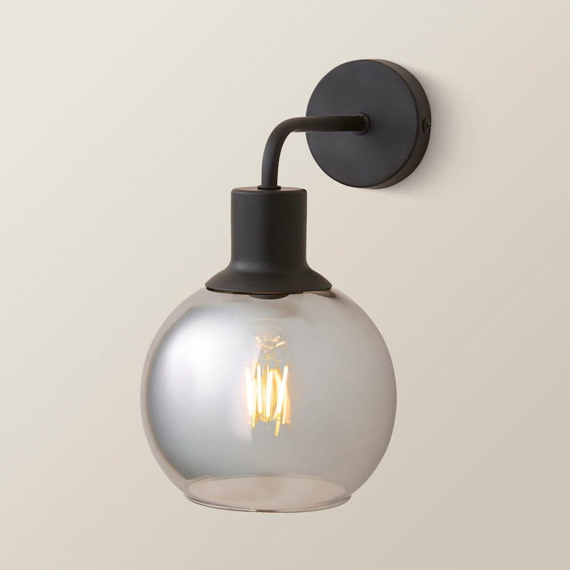 Bellamy Glass Wall Light, No, Matte Black