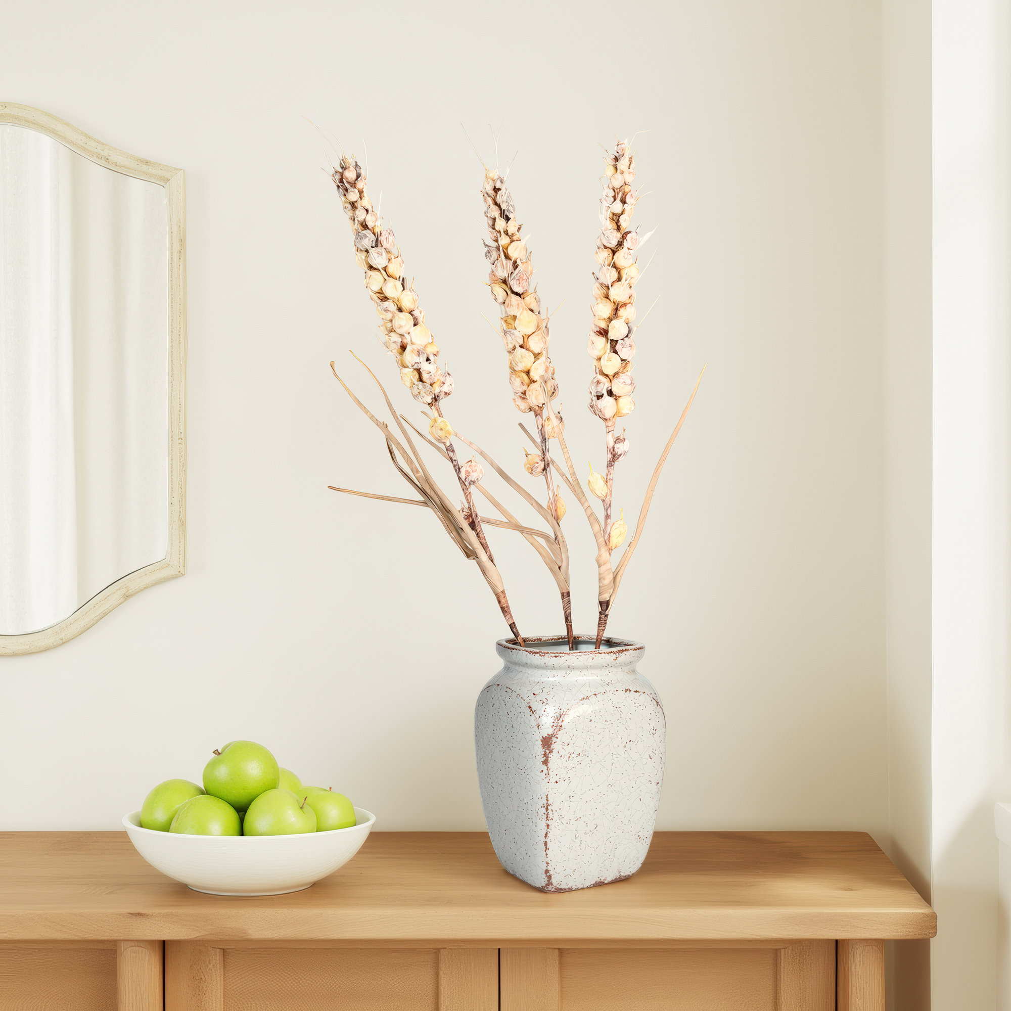 Artificial Farmhouse Floral Arrangement With Long Stem Sprays For Vase Filler, Home Office Decor Table Centerpiece