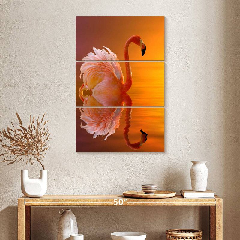 Brampt Flamingo Water Reflection, 38" H  x 24" W