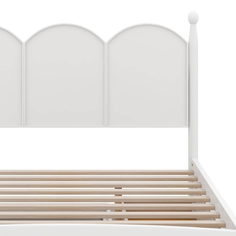 Grand lit plateforme avec tête de lit courbée, 2 grands tiroirs, cadre de lit en bois de style rustique avec lit gigogne simple TG