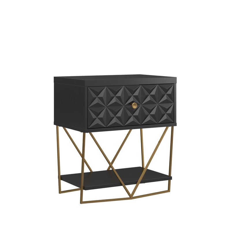 Minarik Floor Shelf End Table, Black