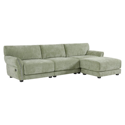 110" Modular Sectional Sofa, Lshape With Extrawide Seat Cushion, USB And Typec Charger, Petal Armrest Design, High Density Foam, Free Movement Ottoman, Wood Frame