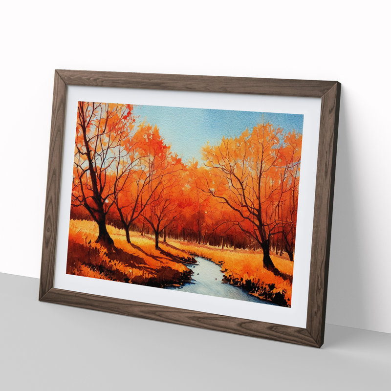 Spirited Autumn Forest - Single Picture Frame Painting, Walnut Framed, 25cm H x 34cm W x 2cm D
