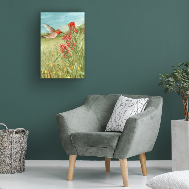 Art sur toile Colibri avec Colibri, H 12 po x l 19 po