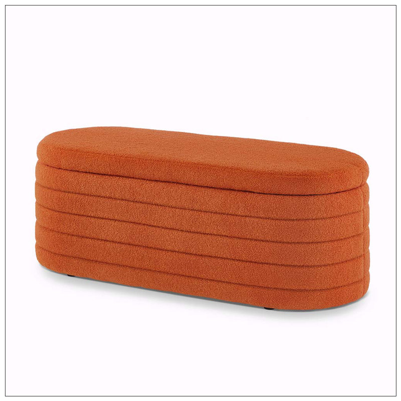 Banc de rangement moderne avec repose-pieds ovale, Orange
