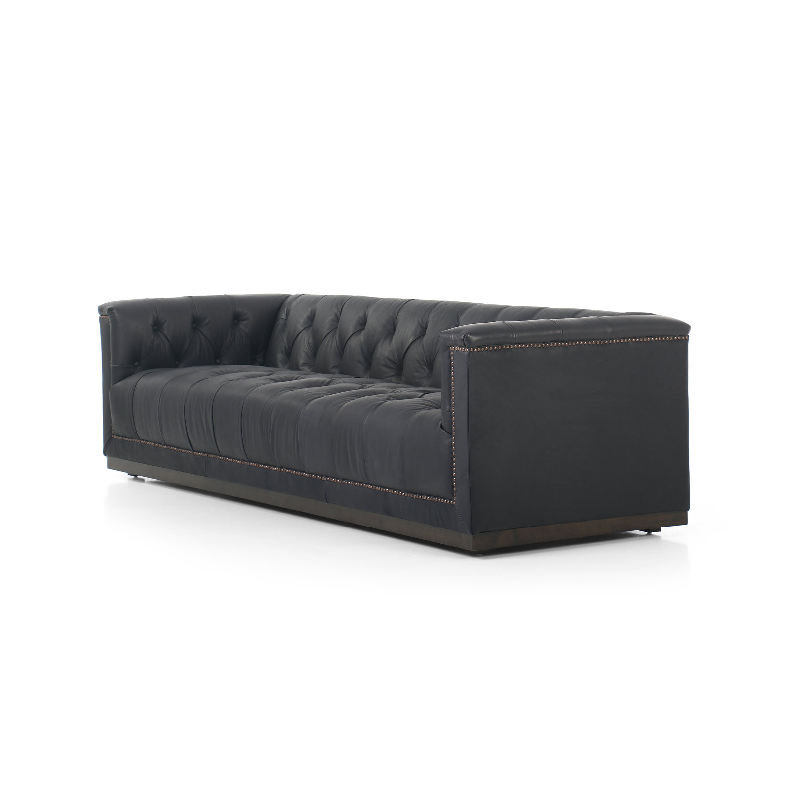 Byer 95" Genuine Leather Sofa, Heirloom Black Genuine Leather