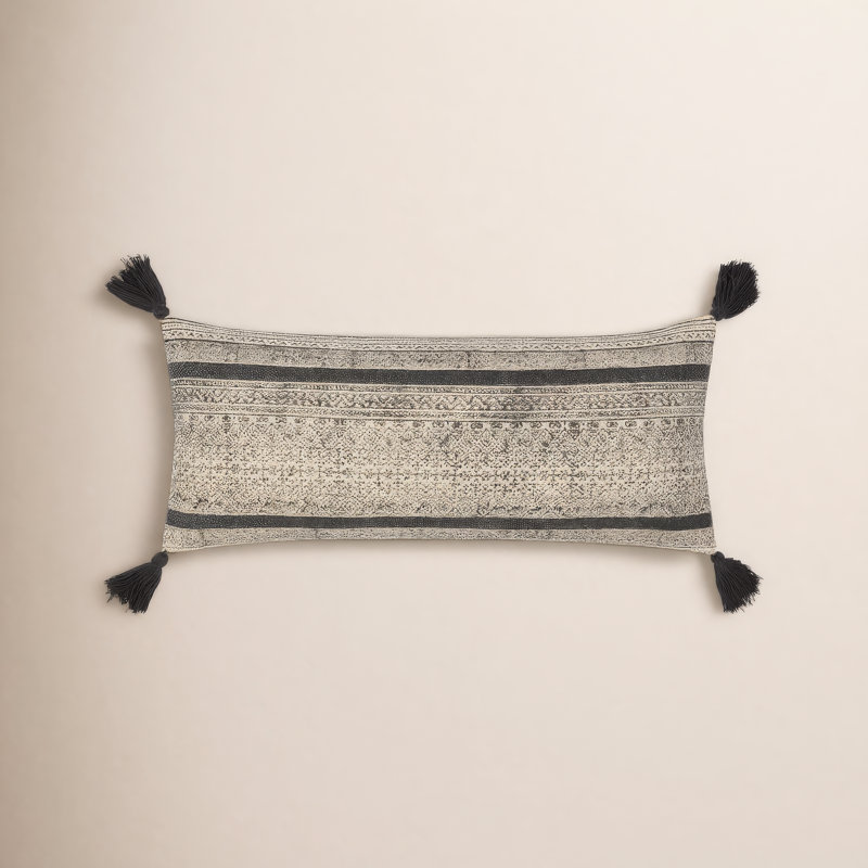 Housse de coussin rectangulaire Zetta, Inférieur, Beige/noir