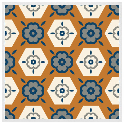 Angier Rust Orange With Gray, Navy Blue And Beige - Single Picture Frame Print