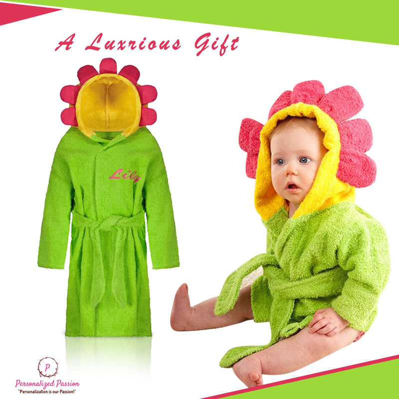 Plush Baby Ankle Bathrobe with Hood, S, Yes