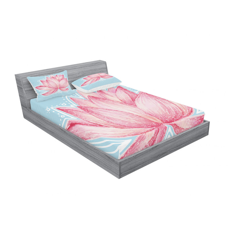 Microfiber Floral Sheet Set, Queen Sheet Set with Fitted Sheet