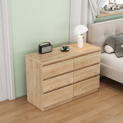 Set of 2 Wooden Nightstand with 3 Drawers