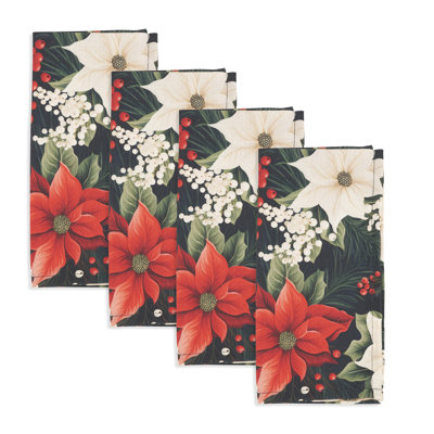 Serviette de poinsettia Winter Bloom (ensemble de 4)