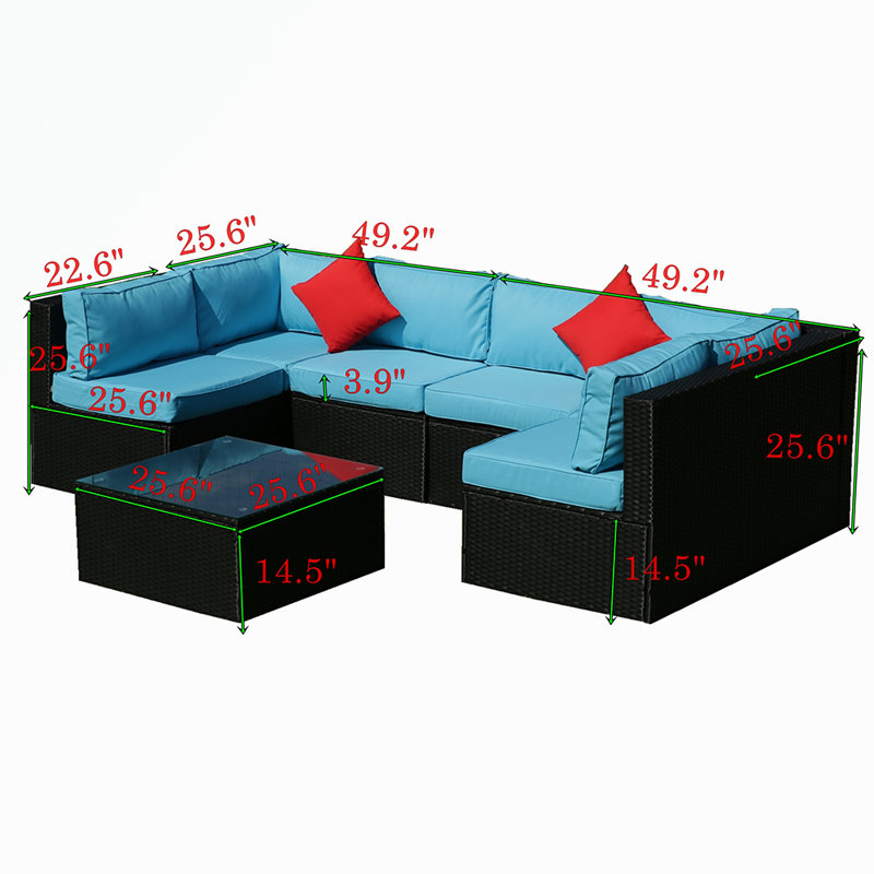 Canapé modulaire d'extérieur de 78,71 po de largeur avec coussins