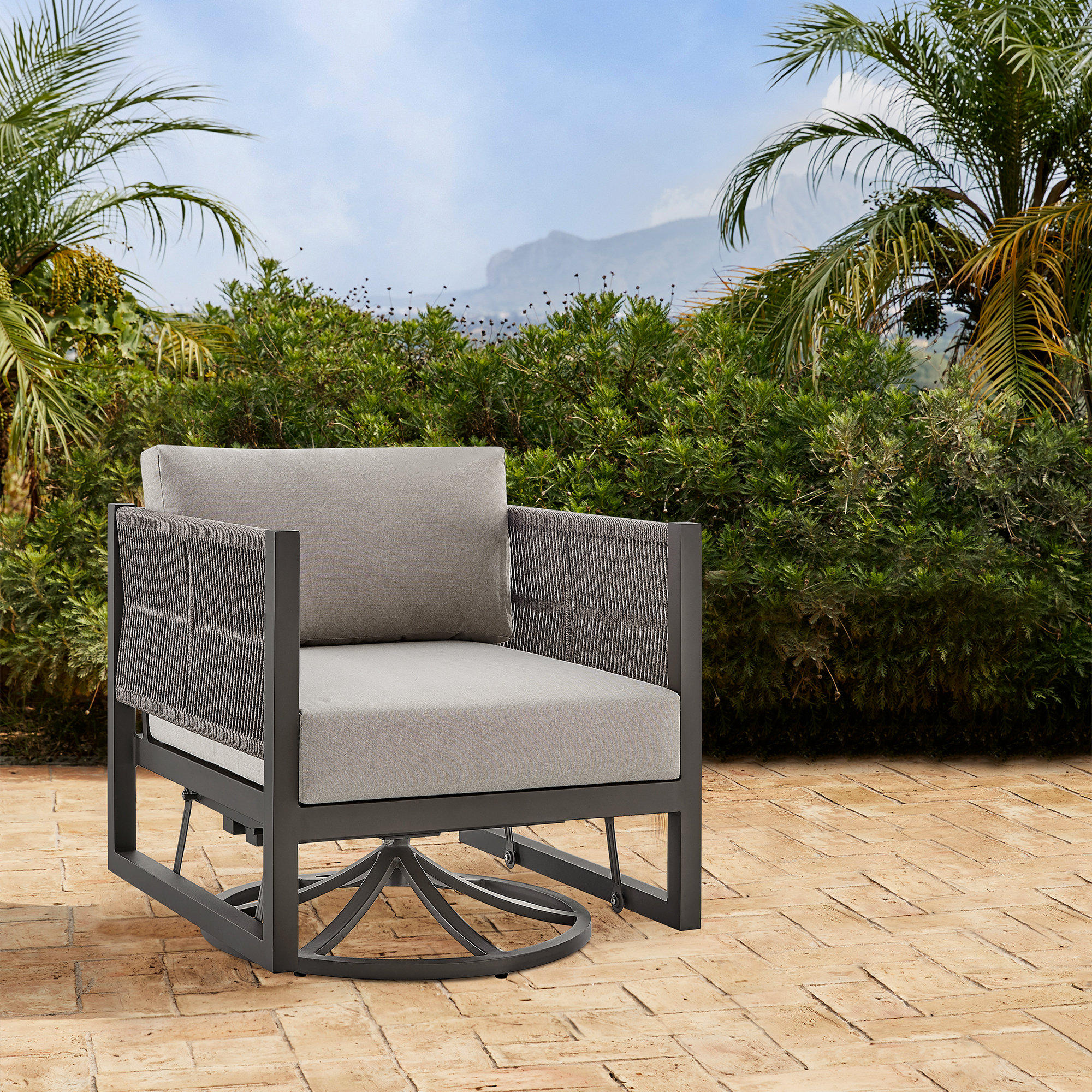 Latitude Run® Comfortable Swivel Patio Rocker With Weather Resistant ...