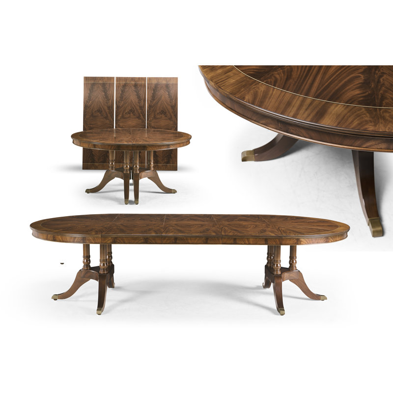 Round Mahogany Dining Table Opens To 10 Feet  Seats 12