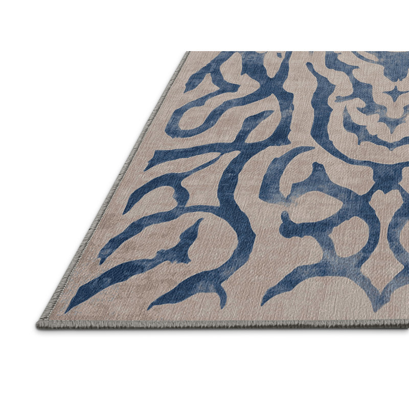 Machine Washable Gray Area Rug, Square 5'