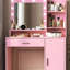 Commode de chambre à coucher avec lumières réglables, grande armoire de rangement, couleur de la table blanche - rangement spacieux, miroir, panneau de particules