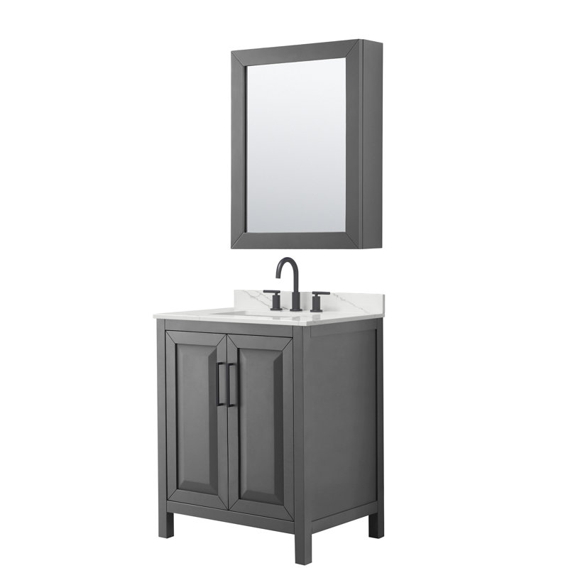Daria 30'' W Vanity, Matte Black, Gray, Giotto Quartz
